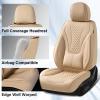 image:imageCoverado Waterproof Nappa Leather Car Seat Covers Automotive Seat CoversFront Car Seat Cushion amp Car Seat Protector Black Seat Covers Universal Fit for Most Cars SUVs TrucksBeigeN