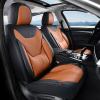 image:imageCoverado Car Seat Covers with Lumbar Support Front Covers for Cars Universal Automotive Seat Cover Waterproof Leather Car Seat Cushion Interior Seat Protectors for Most CarsBlackBrown