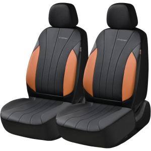image:imageCoverado ABM Brown Front Seat Covers Car Seat Protector Waterproof Nappa Leather CushionBlackBrown