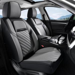 image:imageCoverado Car Seat Covers Full Set 5 Pieces Luxury Nappa Leather Seat Covers Universal Fit Waterproof NonSlip Breathable Front amp Back Automotive Seat Protectors for Cars SUVs TrucksBlackGray