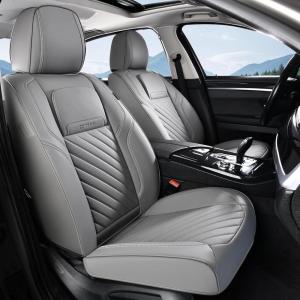 image:imageCoverado Car Seat Covers Full Set 5 Pieces Luxury Nappa Leather Seat Covers Universal Fit Waterproof NonSlip Breathable Front amp Back Automotive Seat Protectors for Cars SUVs TrucksGray