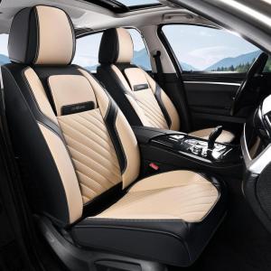 image:imageCoverado Car Seat Covers Full Set 5 Pieces Luxury Nappa Leather Seat Covers Universal Fit Waterproof NonSlip Breathable Front amp Back Automotive Seat Protectors for Cars SUVs TrucksBlackBeige