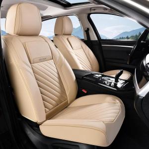 image:imageCoverado Car Seat Covers Full Set 5 Pieces Luxury Nappa Leather Seat Covers Universal Fit Waterproof NonSlip Breathable Front amp Back Automotive Seat Protectors for Cars SUVs TrucksBeige