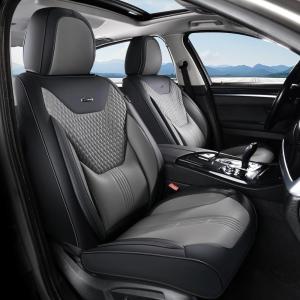 image:imageCoverado Car Seat Covers with Lumbar Support Front Covers for Cars Universal Automotive Seat Cover Waterproof Leather Car Seat Cushion Interior Seat Protectors for Most CarsBlackGray