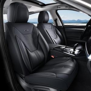 image:imageCoverado Car Seat Covers with Lumbar Support Front Covers for Cars Universal Automotive Seat Cover Waterproof Leather Car Seat Cushion Interior Seat Protectors for Most CarsBlack