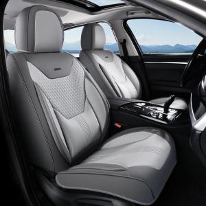 image:imageCoverado Car Seat Covers with Lumbar Support Front Covers for Cars Universal Automotive Seat Cover Waterproof Leather Car Seat Cushion Interior Seat Protectors for Most CarsGrayLGray