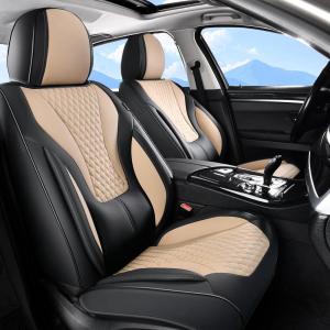 image:imageCoverado Waterproof Nappa Leather Car Seat Covers Automotive Seat CoversFront Car Seat Cushion amp Car Seat Protector Black Seat Covers Universal Fit for Most Cars SUVs TrucksBlackBeige