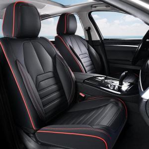 image:imageCoverado Waterproof Nappa Leather Car Seat Covers Automotive Seat CoversFront Car Seat Cushion amp Car Seat Protector Black Seat Covers Universal Fit for Most Cars SUVs TrucksBlackRed