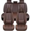 image:imageCoverado Front and Back Seat Covers 5 Pieces Waterproof Nappa Leather Auto Seat Protectors Full Set with Head Pillow Universal Car Accessories Fit for Most Sedans SUV Pickup Truck Brown