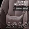image:imageCoverado Front and Back Seat Covers 5 Pieces Waterproof Nappa Leather Auto Seat Protectors Full Set with Head Pillow Universal Car Accessories Fit for Most Sedans SUV Pickup Truck Brown