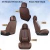 image:imageCoverado Front and Back Seat Covers 5 Pieces Waterproof Nappa Leather Auto Seat Protectors Full Set with Head Pillow Universal Car Accessories Fit for Most Sedans SUV Pickup Truck Brown