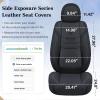 image:imageCoverado Leather Seat Covers for Cars Car Seat Covers Full Set Breathable Car Seat Protector with Lumbar Support Black Seat Covers Front and Back Waterproof Seat Cover Universal Fit for Most Cars