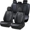 image:imageCoverado Automotive Seat Covers Car Seat Covers Front Seats Nappa Leather Black Orange Car Seat Cover Waterproof Seat Cushion 2 Pack Front Seat Covers Driver Seat Protector Fit for Most Cars SUVBlack