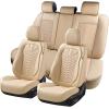 image:imageCoverado Automotive Seat Covers Car Seat Covers Front Seats Nappa Leather Black Orange Car Seat Cover Waterproof Seat Cushion 2 Pack Front Seat Covers Driver Seat Protector Fit for Most Cars SUVBeige