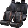 image:imageCoverado Automotive Seat Covers Car Seat Covers Front Seats Nappa Leather Black Orange Car Seat Cover Waterproof Seat Cushion 2 Pack Front Seat Covers Driver Seat Protector Fit for Most Cars SUVBlackOrange