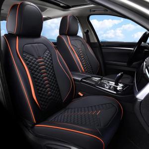 image:imageCoverado Automotive Seat Covers Car Seat Covers Front Seats Nappa Leather Black Orange Car Seat Cover Waterproof Seat Cushion 2 Pack Front Seat Covers Driver Seat Protector Fit for Most Cars SUVBlackOrange