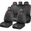 image:imageCoverado Leather Car Seat Covers Front Seats amp Carbon Fiber Waterproof and Durable All Weather Protector Universal Fit for SUV Pickup Truck Sedan Automotive Vehicle Interior BlackBlackRed