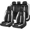 image:imageCoverado Leather Car Seat Covers Front Seats amp Carbon Fiber Waterproof and Durable All Weather Protector Universal Fit for SUV Pickup Truck Sedan Automotive Vehicle Interior BlackCFBlackWhite