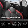 image:imageCoverado Leather Car Seat Covers Front Seats amp Carbon Fiber Waterproof and Durable All Weather Protector Universal Fit for SUV Pickup Truck Sedan Automotive Vehicle Interior BlackRed