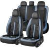 image:imageCoverado Leather Car Seat Covers Front Seats amp Carbon Fiber Waterproof and Durable All Weather Protector Universal Fit for SUV Pickup Truck Sedan Automotive Vehicle Interior BlackBlueBlack