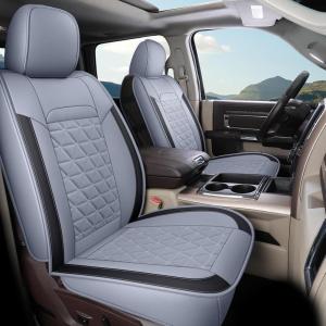 image:imageCoverado Car Seat Covers Compatible with Dodge Ram 20022026 1500 2500 3500 Pickup Limited Laramie Big Horn Waterproof Leather Seat Protectors Fit for Dodge Ram Crew Cabamp Quad CabFront CoffeeGray curved back