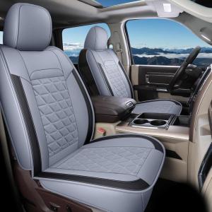image:imageCoverado Car Seat Covers Compatible with Dodge Ram 20022026 1500 2500 3500 Pickup Limited Laramie Big Horn Waterproof Leather Seat Protectors Fit for Dodge Ram Crew Cabamp Quad CabFront CoffeeGray flat back