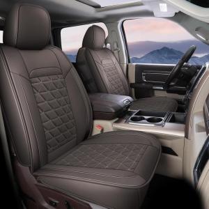 image:imageCoverado Car Seat Covers Compatible with Dodge Ram 20022026 1500 2500 3500 Pickup Limited Laramie Big Horn Waterproof Leather Seat Protectors Fit for Dodge Ram Crew Cabamp Quad CabFront CoffeeCoffee