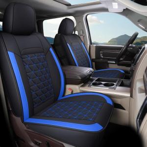 image:imageCoverado Car Seat Covers Compatible with Dodge Ram 20022026 1500 2500 3500 Pickup Limited Laramie Big Horn Waterproof Leather Seat Protectors Fit for Dodge Ram Crew Cabamp Quad CabFront CoffeeBlue curved back