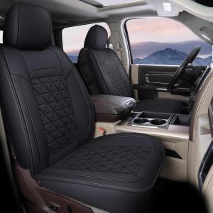 image:imageCoverado Car Seat Covers Compatible with Dodge Ram 20022026 1500 2500 3500 Pickup Limited Laramie Big Horn Waterproof Leather Seat Protectors Fit for Dodge Ram Crew Cabamp Quad CabFront CoffeeBlack