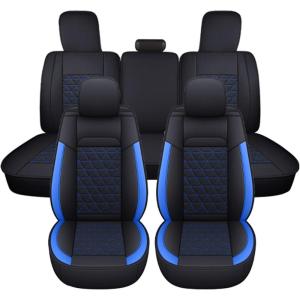 image:imageCoverado Car Seat Covers Compatible with Dodge Ram 20022026 1500 2500 3500 Pickup Limited Laramie Big Horn Waterproof Leather Seat Protectors Fit for Dodge Ram Crew Cabamp Quad CabFront CoffeeBlue flat back