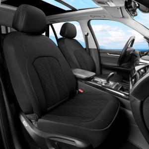 image:imageCoverado Leather Car Seat Covers Front Seats amp Carbon Fiber Waterproof and Durable All Weather Protector Universal Fit for SUV Pickup Truck Sedan Automotive Vehicle Interior BlackBlack
