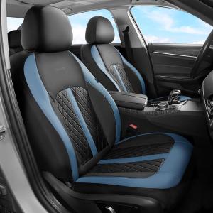image:imageCoverado Leather Car Seat Covers Front Seats amp Carbon Fiber Waterproof and Durable All Weather Protector Universal Fit for SUV Pickup Truck Sedan Automotive Vehicle Interior BlackBlueBlack