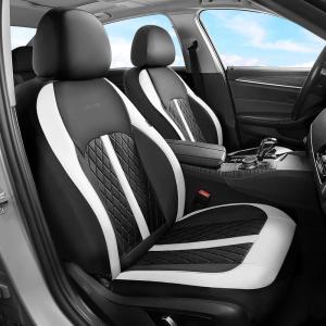 image:imageCoverado Leather Car Seat Covers Front Seats amp Carbon Fiber Waterproof and Durable All Weather Protector Universal Fit for SUV Pickup Truck Sedan Automotive Vehicle Interior BlackWhiteBlack