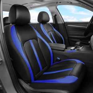 image:imageCoverado Leather Car Seat Covers Front Seats amp Carbon Fiber Waterproof and Durable All Weather Protector Universal Fit for SUV Pickup Truck Sedan Automotive Vehicle Interior BlackCFBlackBlue