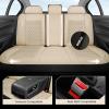 image:imageCoverado Car Seat Covers Full Set Pink Car Seat Covers Luxury Leather Car Seat Cover with Carbon Fiber Textured Design SpillProof Seat Cushions Automotive Seat Cover Universal Fit Most CarsBeige