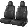 image:imageCoverado Car Seat Covers Full Set Pink Car Seat Covers Luxury Leather Car Seat Cover with Carbon Fiber Textured Design SpillProof Seat Cushions Automotive Seat Cover Universal Fit Most CarsBlack