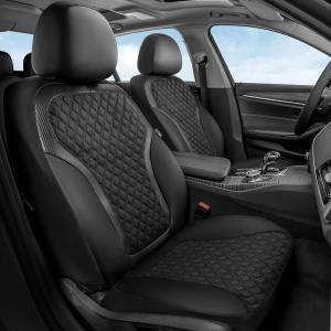 image:imageCoverado Car Seat Covers Full Set Pink Car Seat Covers Luxury Leather Car Seat Cover with Carbon Fiber Textured Design SpillProof Seat Cushions Automotive Seat Cover Universal Fit Most CarsBlack