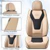 image:imageCoverado Car Seat Covers Front Seats Nappa Leather Seat Covers Waterproof Car Seat Protectors Universal Fit for Most Cars SUV TrucksBlackBeige Pro