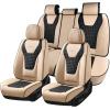 image:imageCoverado Car Seat Covers Front Seats Nappa Leather Seat Covers Waterproof Car Seat Protectors Universal Fit for Most Cars SUV TrucksBlackBeige Pro