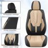 image:imageCoverado Car Seat Covers Front Seats Nappa Leather Seat Covers Waterproof Car Seat Protectors Universal Fit for Most Cars SUV TrucksBlackBlackBeige