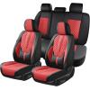 image:imageCoverado Car Seat Covers Front Seats Nappa Leather Seat Covers Waterproof Car Seat Protectors Universal Fit for Most Cars SUV TrucksBlackBlackRed