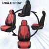 image:imageCoverado Car Seat Covers Front Seats Nappa Leather Seat Covers Waterproof Car Seat Protectors Universal Fit for Most Cars SUV TrucksBlackBlackRed
