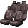 image:imageCoverado Car Seat Covers Front Seats Nappa Leather Seat Covers Waterproof Car Seat Protectors Universal Fit for Most Cars SUV TrucksBlackBrown