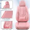image:imageCoverado Car Seat Covers Front Seats Nappa Leather Seat Covers Waterproof Car Seat Protectors Universal Fit for Most Cars SUV TrucksBlackPink