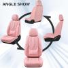 image:imageCoverado Car Seat Covers Front Seats Nappa Leather Seat Covers Waterproof Car Seat Protectors Universal Fit for Most Cars SUV TrucksBlackPink