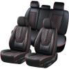 image:imageCoverado Car Seat Covers Front Seats Nappa Leather Seat Covers Waterproof Car Seat Protectors Universal Fit for Most Cars SUV TrucksBlackRed Line