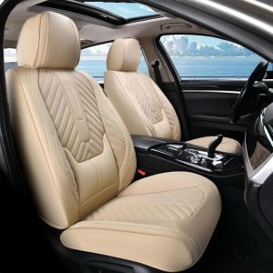 image:imageCoverado Car Seat Covers Front Seats Nappa Leather Seat Covers Waterproof Car Seat Protectors Universal Fit for Most Cars SUV TrucksBlackBeige