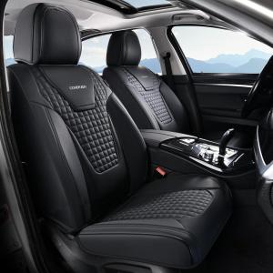 image:imageCoverado Car Seat Covers Front Seats Nappa Leather Seat Covers Waterproof Car Seat Protectors Universal Fit for Most Cars SUV TrucksBlackBlack Pro