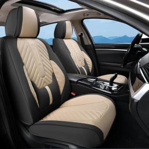 image:imageCoverado Car Seat Covers Front Seats Nappa Leather Seat Covers Waterproof Car Seat Protectors Universal Fit for Most Cars SUV TrucksBlackBlackBeige