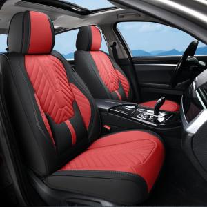 image:imageCoverado Car Seat Covers Front Seats Nappa Leather Seat Covers Waterproof Car Seat Protectors Universal Fit for Most Cars SUV TrucksBlackBlackRed